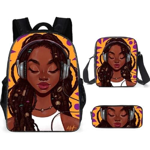 3 Pcs/Set Backpack Afro Girls School Backpack for Girls Student School Bag Teenage Students Custom Bag Female Travel Backpack