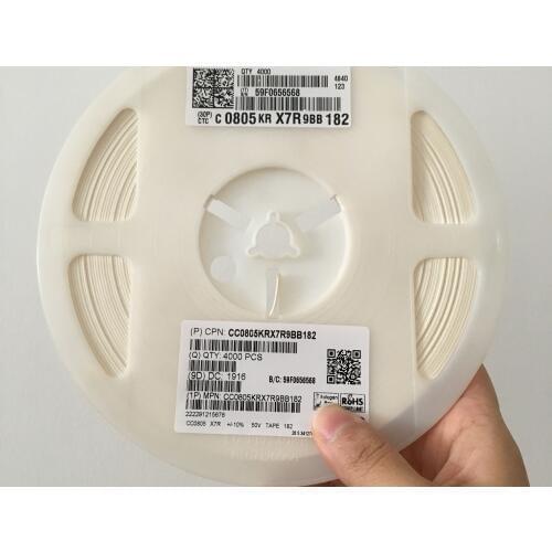 4000PCS 0805 1800PF 182K 1.8nf 0.0018uf 10% X7R 50V chip SMD Ceramic capacitor Free Shipping 0805 1800PF 182K 1.8nf 0.0018uf 10