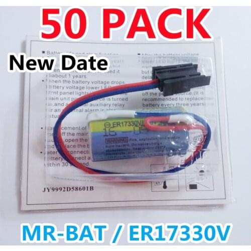 50PCS New Original ER17330V MR-BAT CNC 3.6V 1700mah PLC Lithium Battery with Plug For Mitsubishi Servo