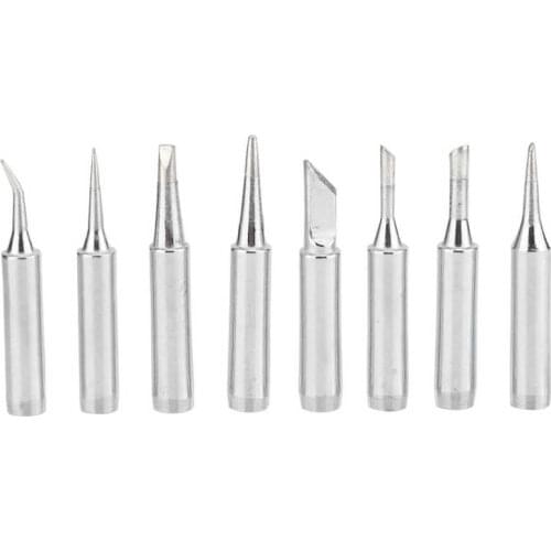 8Pcs Soldering Tips Copper Solder Replacement Head Silver Color Welding Station Accessories Electric Soldering Tip