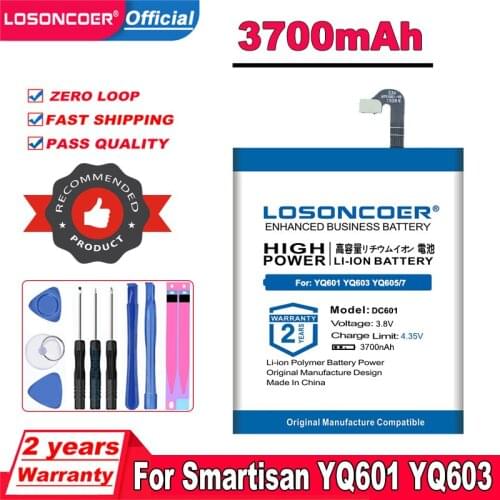 LOSONCOER DC601 3700mAh Battery For Smartisan U1 YQ601 YQ603 YQ605 YQ607 DC601 Mobile Phone Battery