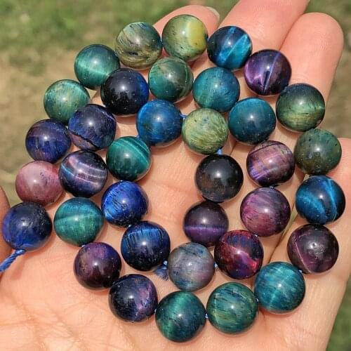 Natural Starry Sky Multicolor Tiger Eye Stone Bead High Quality Diy Charm Bracelet Loose Round Beads for Jewelry Making 6/8/10MM