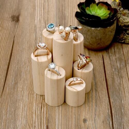 Wood Jewelry Display Rack Stand Holder Ring Earring Bracelet Bangle Display Rack Pedestal Set Wholesale