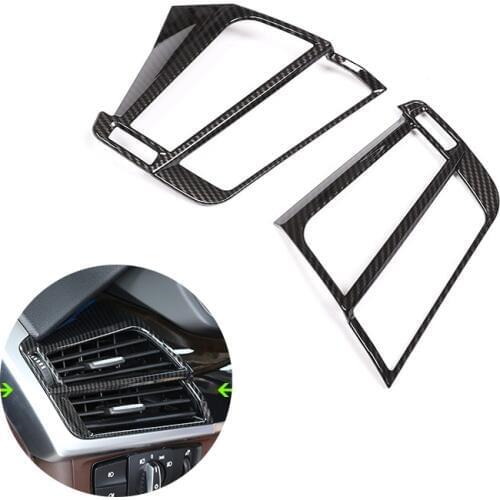 For BMW X5 X6 F15 F16 2pcs Car Interior Side Air Condition Air Vent Outlet Frame Carbon Fiber Texture Cover Decor