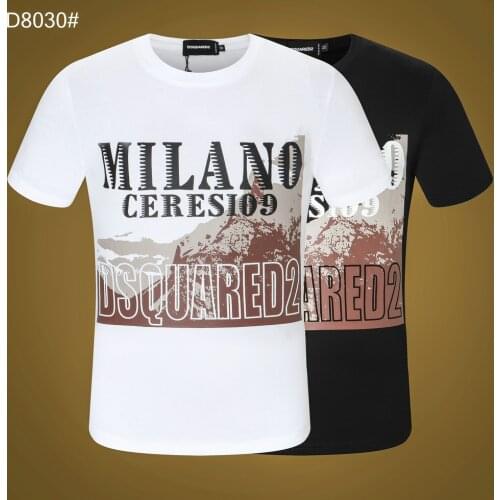 DSQUARED2 Business Men Printed Milan Letters Clothing Hip Hop Pure Soft Cotton Tee T-Shirt Tops male