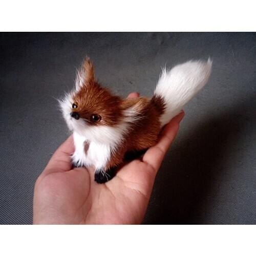 Simulation cute fox 14x5x8cm toy model polyethylene&furs fox model home decoration props ,model gift d182
