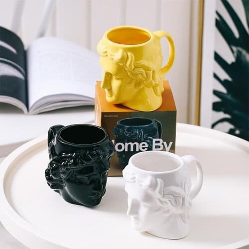 Ceramic Mug Coffee Cup Kitchen Supplies Spain Ancient Greek Head Sculpture Desktop Decoration Office Multifunctional Pen Holder