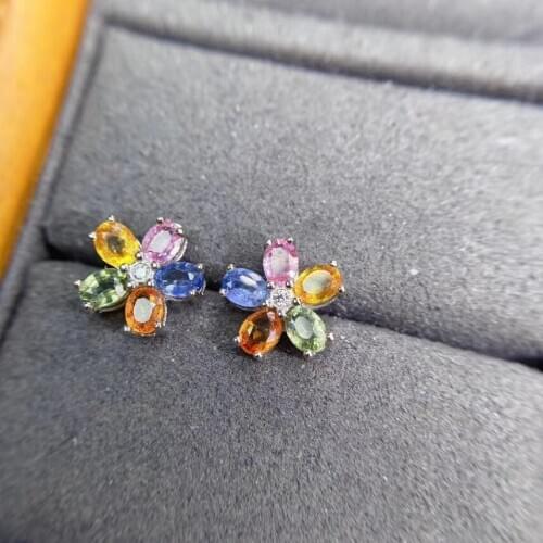 KJJEAXCMY fine jewelry 925 silver natural color sapphire new girl luxury earrings ear stud support test Chinese style