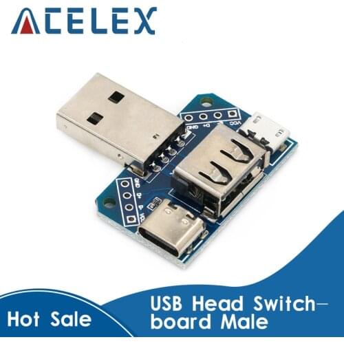 USB Head Switchboard Male USB Connector to Type-c Micro Female USB 2.54-4P transfer test board USB adapter plate XY-USB4