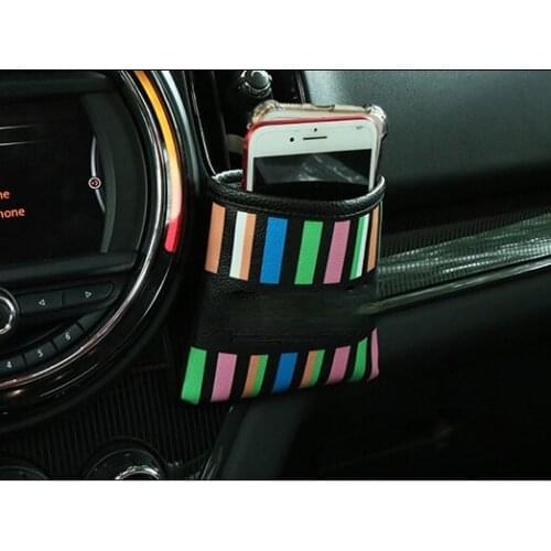 Rainbow Union Jack Leather Car Air Outlet Pouch Box Bag Organizer Cell Phone Pocket Storage Holder for MIN Cooper Countryman Jcw