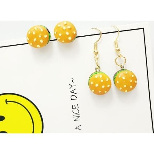 Creative Fashionable Hamburger Fast Food Cute Stud Earrings For Women Hot Funny Lovely 3D Food Earrings Pendientes Jewelry Gifts