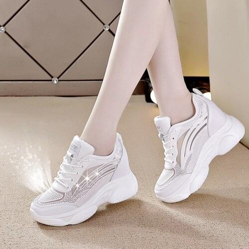 White Trendy Shoes Women High Top Sneakers Women Platform Ankle Boots Basket Femme Chaussures Femmes Height Increase Shoes