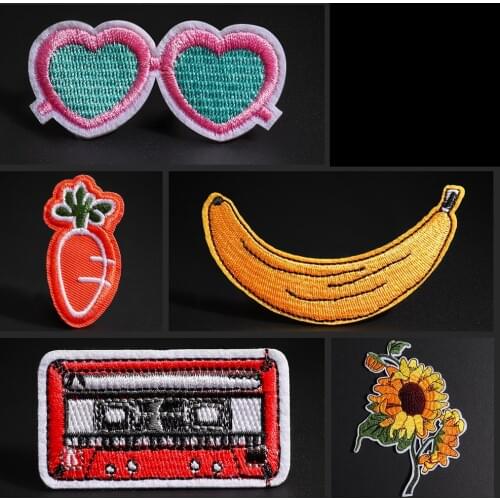 Summer Decorative Clothing Patches Radio Sunflower Heart-shaped Sunglasses Radish Children Clothing Patch Accessories