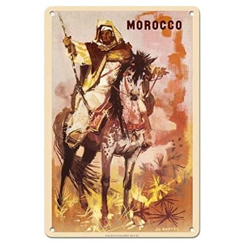Morocco - Tabourida The Game of Powder - Moroccan Horse Riding Festival by Jean Gaston Mantel c.1964- Metal Sign