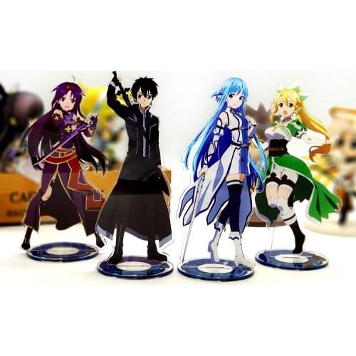 Sword Art Online Kirito Asuna Leafa Yuuki acrylic standee figurines desk decoration cake topper anime
