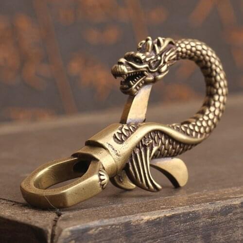 Mini Retro Brass Dragon Figurine Mini Statue Sculpture Keychain Small Ornament Home Desk Decoration Keychain Small Ornament New
