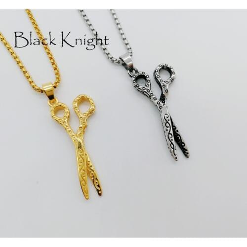 Black Knight scissors pendant necklace Gold color stainless steel scissors necklace womens elegant fashion jewelry BLKN0575