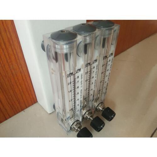 Panel mounted acrylic liquid flow meter 0.2-1GPM 1-4LPM with regulating valve