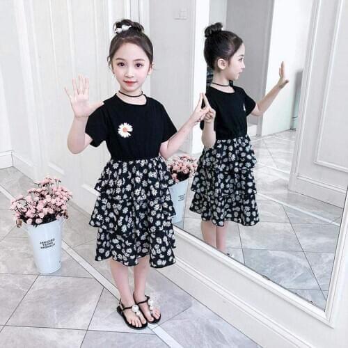 Girls Dress Patchwork Mesh Dress For Girls O-Neck Cake Dress Kids Fashion Summer Teen Girls Clothes 4 5 6 7 8 9 10 11 12 Years