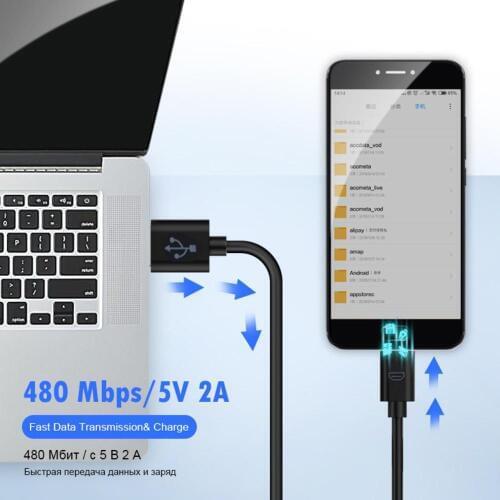 Protable 10CM USB 2.0 A to Micro B Data Mobile Phone Sync Charge Cable Cord For Xiaomi Android phone PC Laptop