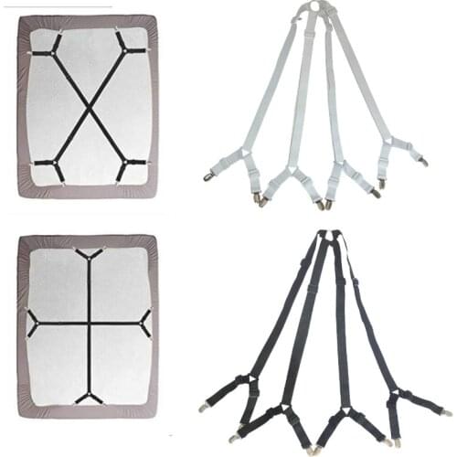 Adjustable Bed Suspenders Sheet Fastener Straps Clippers Clips Holder Kit Gripper Fitted 1 Set Crisscross