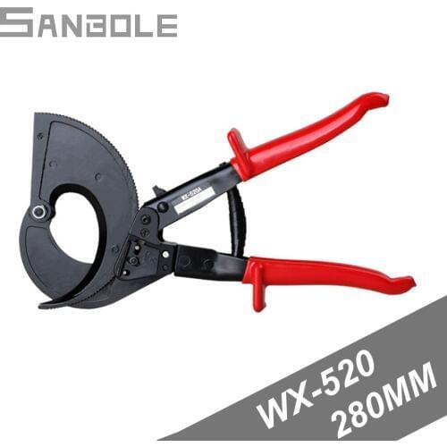 Ratchet Cable Shear WX-520 Wire Stripping Manual Operation Cable Cut Light Type Red Flat Stainless For Water Pump Plier