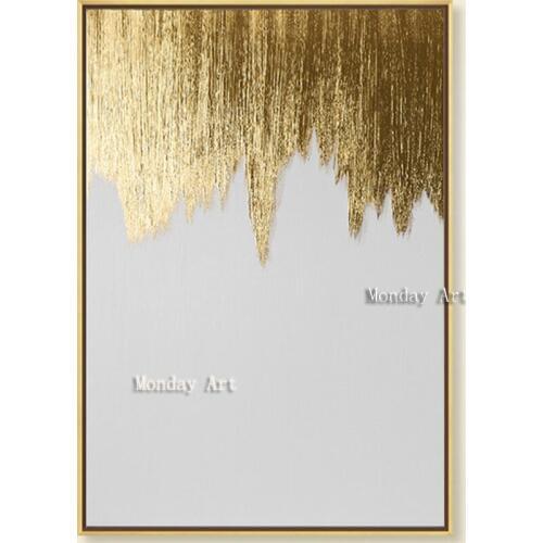 Hand Painted Golden Abstract Painting On Canvas Large Palette Paintings For Living Room lucy Abstract picture Wall Art Pictures