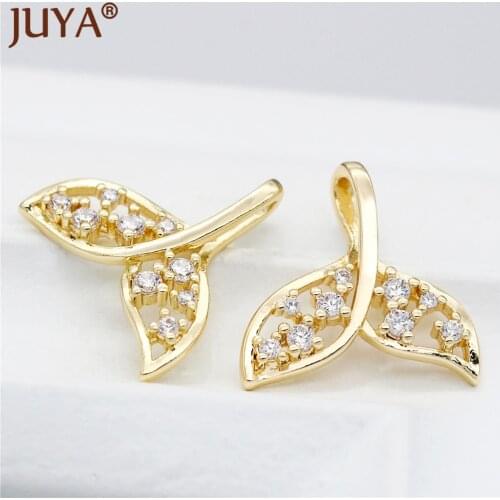 Korean Mermaid Tail Inlaid Zircon Charms Fashion DIY Earrings Pendants Jewelry Accessories Supplies For Girls Handmade Crafts