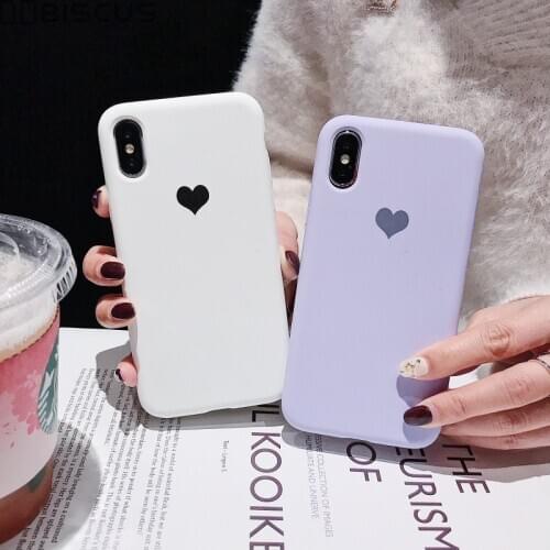 Candy Color Love Heart Phone Case For iPhone 11 Pro Max XR XS Max Phone Cover for iPhone 12 7 6s Soft TPU Silicone Cases Coque