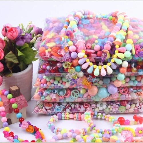 Mixed 300PCS DIY Loose Acrylic Beads(no box) Accessories for Necklace&Bracelet Girl Developmental Toys Kids Beads Kits