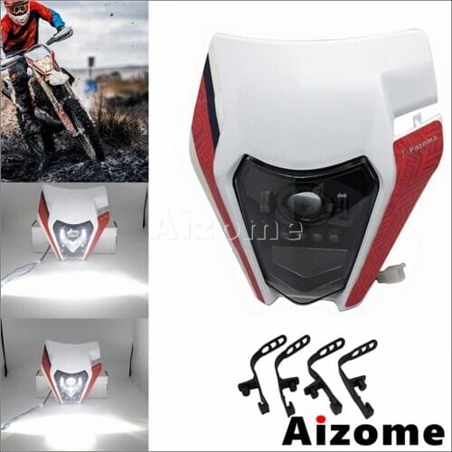 LED Headlight Motorcycle Hi/Lo Bead Front Head Lights For EXC SX XC FE FX TC TE Dirt Bikes Enduro Motocross Dual Sport Headlamp