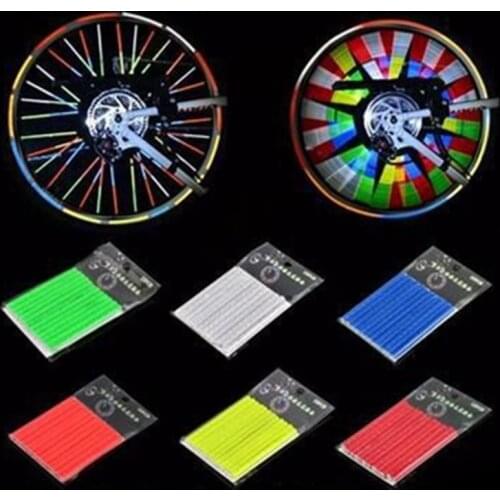 12Pcs Bicycle Mountain Bike Riding Wheel Rim Spoke Mount Clip Tube Warning Light Strip Reflector Reflective Outdoor Bicycle 75mm