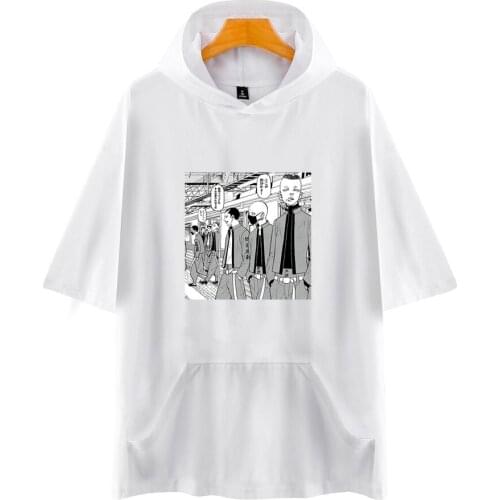 Tokyo Revengers Short Sleeve Hoodies Summer Thin section Cotton Men Women hooded Tops White Casual токийские мстители Manga Tee