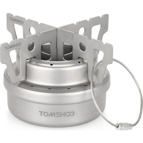 TOMSHOO Outdoor Camping Stove Titanium Alcohol Stove + Rack Set Mini Ultralight Burners with Cross Stand Stove Rack Support