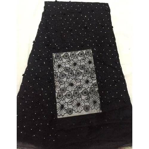 Top quality JRB-10189 african mesh glitter lace fabric embroidered tulle lace with beads and chiffon mesh nice quality