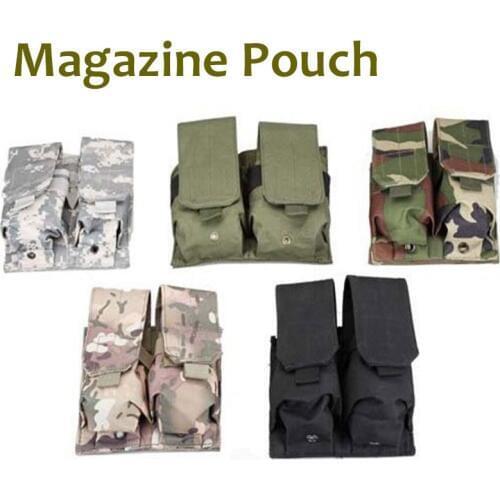 High Quality Magazine Pouch Tactical Molle Double M4 5.56mm Nylon Magazine Pouch Mag Bag Black Green Sand CP Woodland ACU