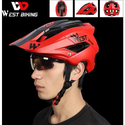 WEST BIKING MTB Bike Helmet Safety Cycling Road Bicycle Equipment Ultralight Sunshade Hat Integrally Molded Cycle Helmets Men