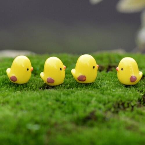 1pcs Yellow Chicken Mini Chick Small Pollo Statue Figurine Micro Crafts Ornament Miniatures DIY Home Garden Decor