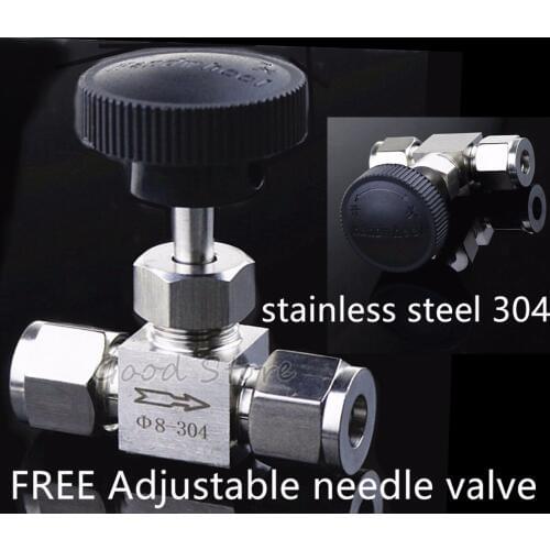 1PCS 304 high pressure acid proof straight card set crane Adjustable needle valve O.D 3 4 6 8 10 12 mm tube stainless steel