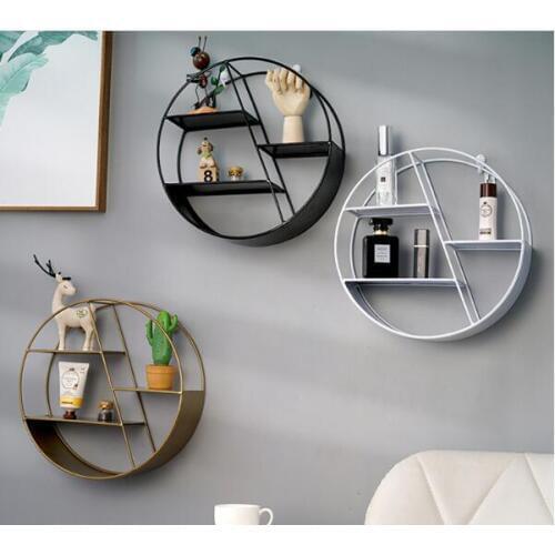 1PC Hexagon Decorative Hanging Wall Shelf Wrought Iron Storage Rack Living Room bedroom DIY Wall Decor Holder Flower Pot QA 149