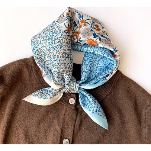 100% Silk Scarf Women Shawls Print Stoles Square Bandana Luxury Kerchief Scarf Female Foulards FJ528