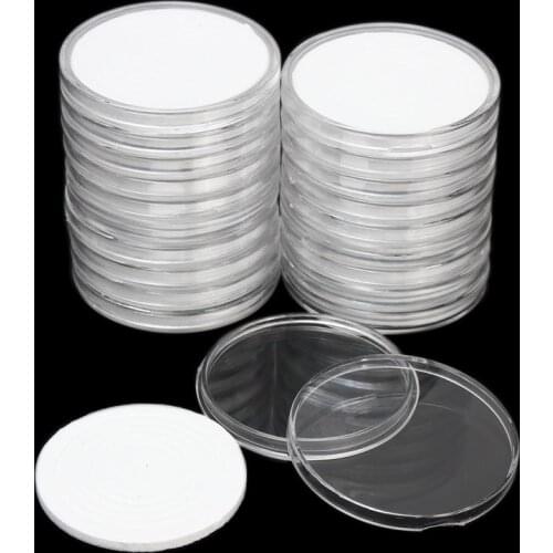 20 Pcs 51mm Coin Storage Container Box Display Capsules Holder Round Ring Applied Clear Plastic Cases Collection Gifts