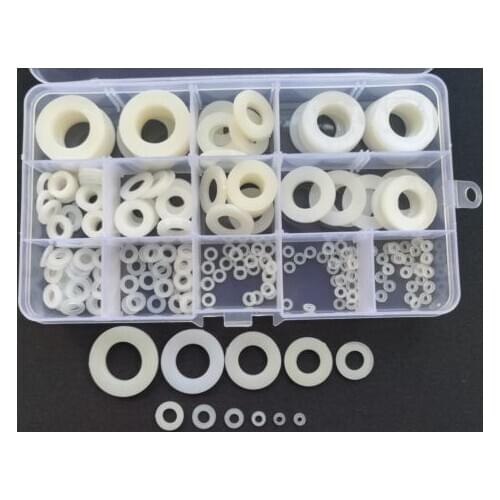 220pcs M2 M2.5 M3 M4 M5 M6 M8 M10 M12 M16 Nylon Washer Gasket Wahsers Gaskets White A01