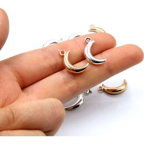 30PCS 9*18mm Picture Color Light Board Moon Charms Natural Pendant Metal Alloy DIY Necklace Bracelet Earrings Handwork Marking