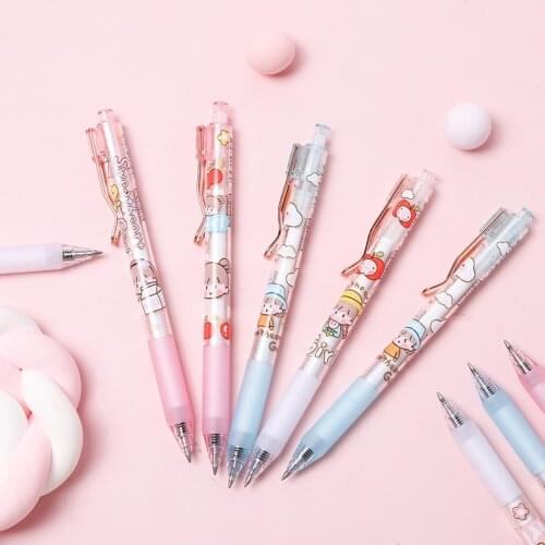 48pcs Gel Pens Cute girl dinosaur black colored kawaii gel-ink pens pens for writing Cute stationery office school supplies
