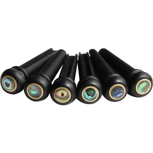 6 String Acoustic Guitar Bone Bridge Saddle and Nut and 6pcs Ebony Guitar Bridge Pins White+Black