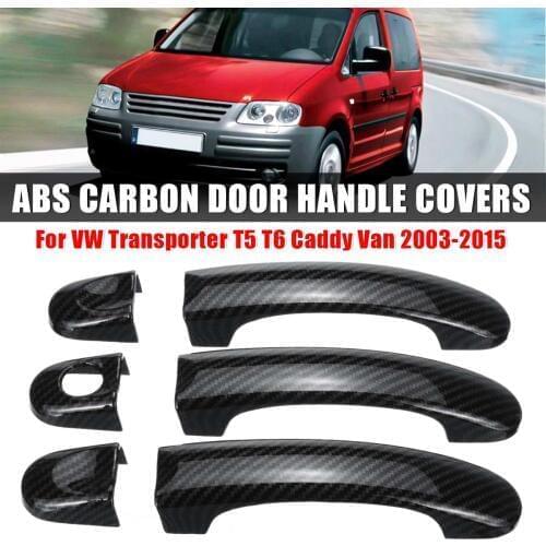 9PC Car Front ABS Carbon 3 4 Door Handle Covers Handles For VW Transporter T5 2003 -2015 T6 2016 Caddy for Vans Multivan Sticker