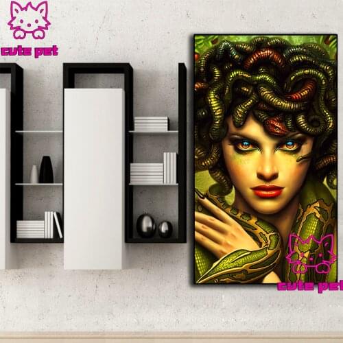 Medusa DIY 5D Diamond Painting Full Square Round Diamond Snake woman Embroidery Cross Stitch Mosaic Art Elf beauty Room Decor