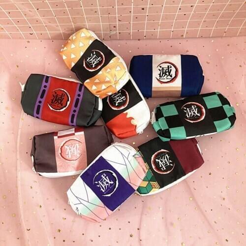 Anime Demon Slayer: Ghost Blade Cartoon Zipper Pen Bag Student Pencil Case Teenage Boy GirlStorage Bag Kids School Stationery