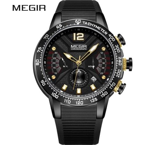 MEGIR Top Luxury Brand Mens Analog Quartz Wristwatches Mens Chronograph Luminous Men Military Army Sports Watches Clock Male